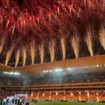 Spectacle et effets lumineux dans le Stade Atlantique Bordeaux Métropole lors du Crunch Creator